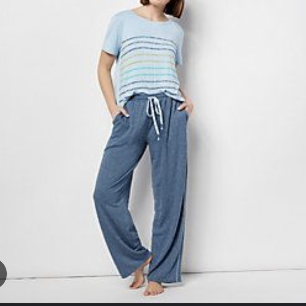 Cuddl Duds Women's XL Smart Comfort PJ Pants Blue Thermal Soft Knit - Picture 4 of 8